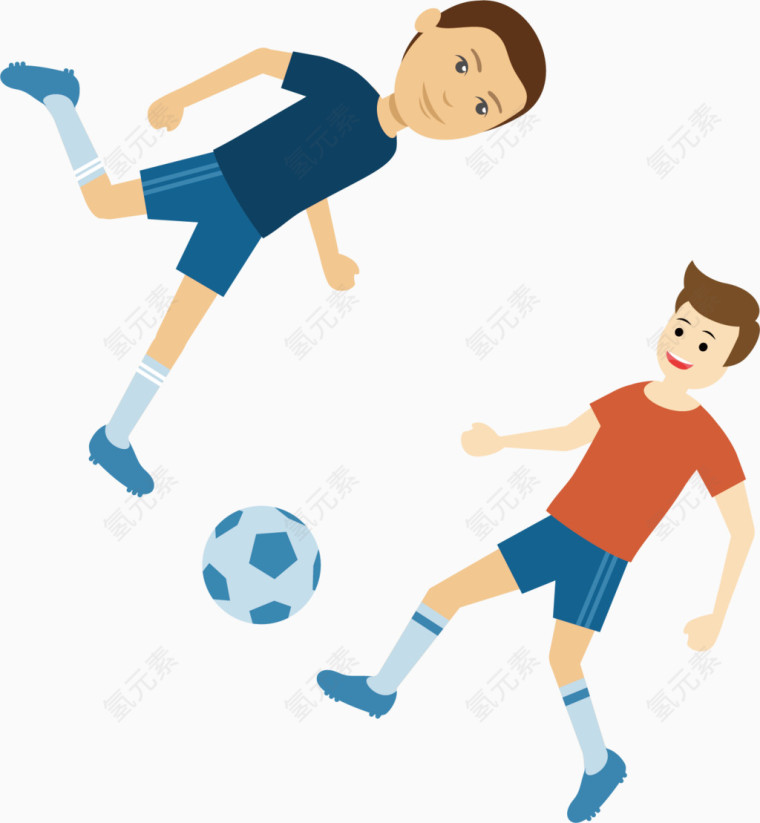 踢足球卡通人物图标元素