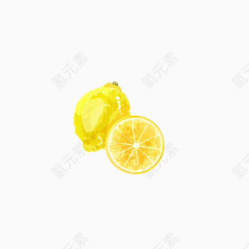 小清新简约手绘水彩黄色柠檬