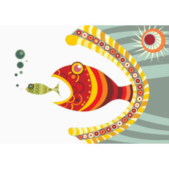 彩色卡通鱼类造型设计
