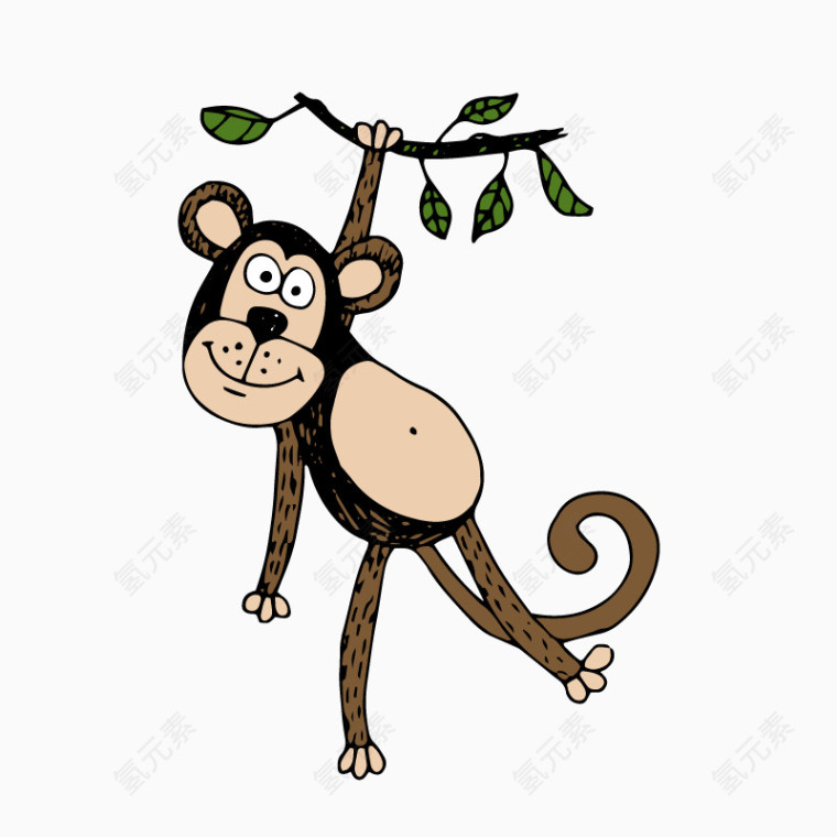 拉着树枝的猴子