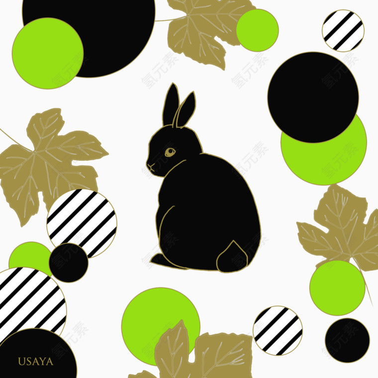 绘画兔子落叶