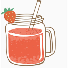 手绘透明玻璃杯鲜榨草莓果汁