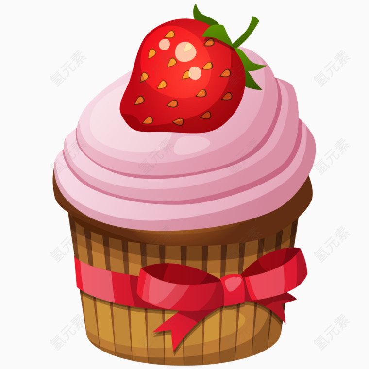 卡通草莓纸杯蛋糕 