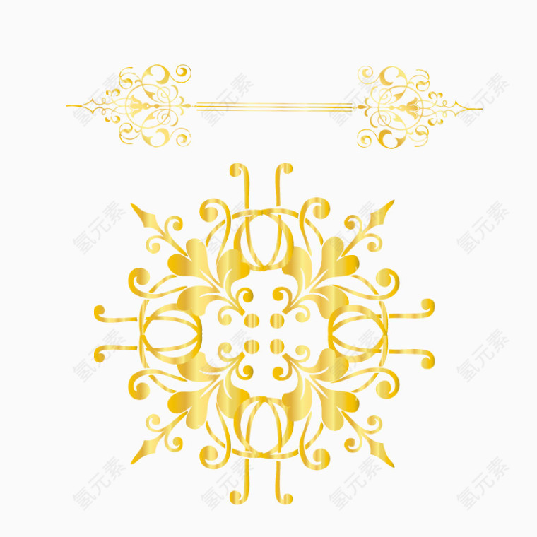 中式金色花纹素材