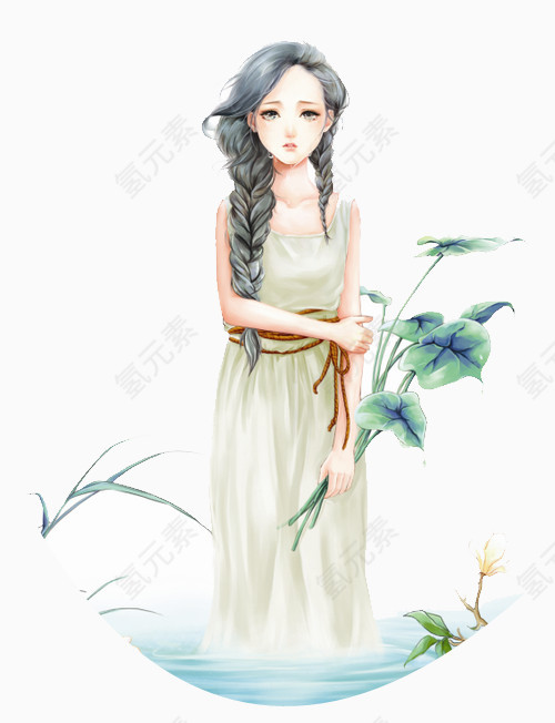 粉色水彩盛开花朵