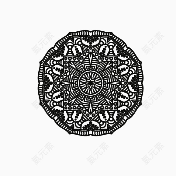 黑色圆形复杂花纹