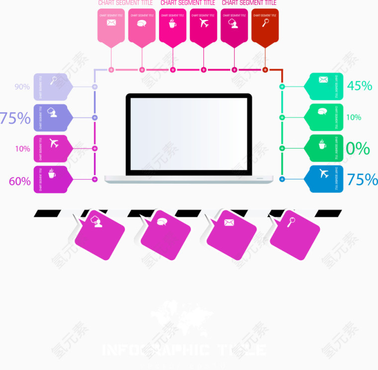 矢量彩色标签图表