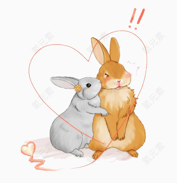 爱心亲吻的兔子