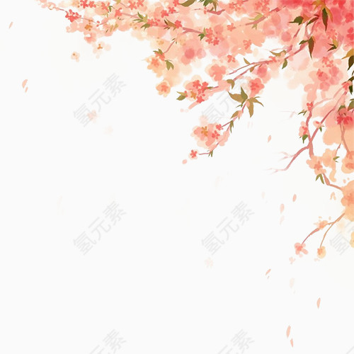 山花浪漫的粉色桃花林装饰