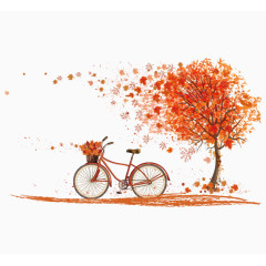 卡通自行车枫树