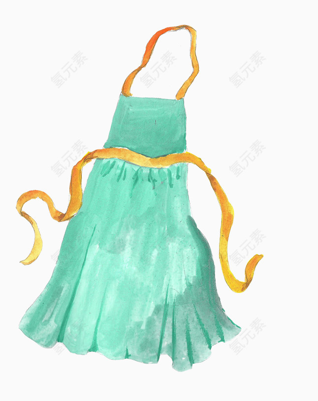 水彩卡通绿色裙子