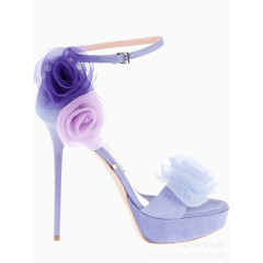 玫瑰奇安马可·罗伦兹紫色高跟凉鞋