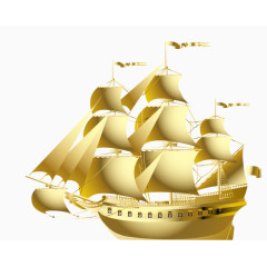 矢量手绘金色帆船