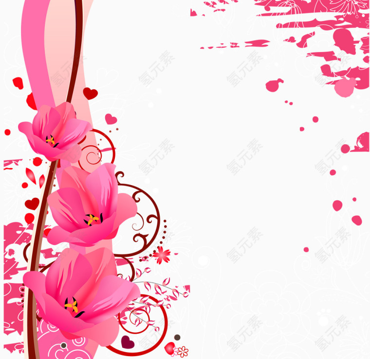 粉红色花朵素材矢量