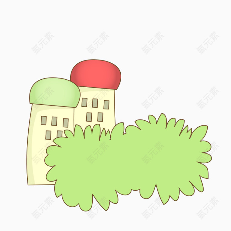 矢量卡通绿色城堡