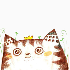 卡通戴王冠的胖猫