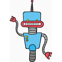 卡通矢量会笑的蓝色机器人