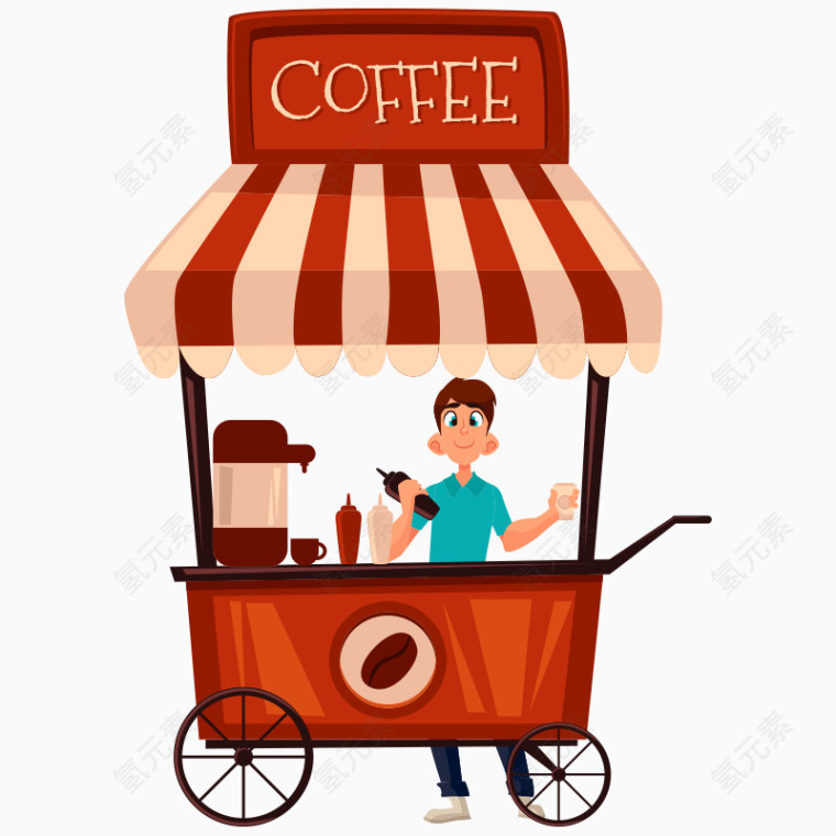卡通食品路边摊外卖车咖啡