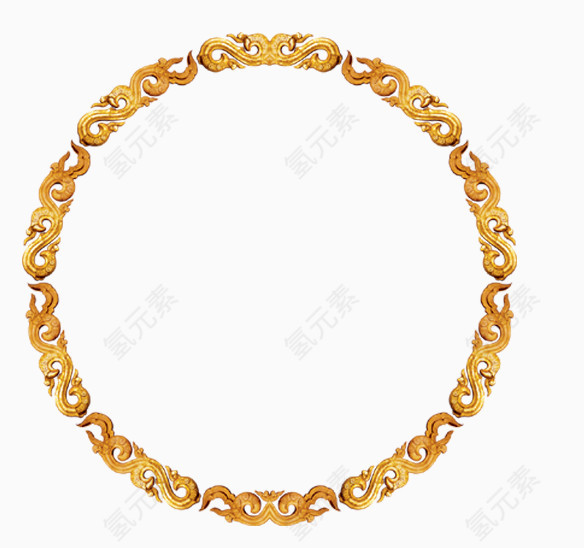 中国传统元素金色环形花纹