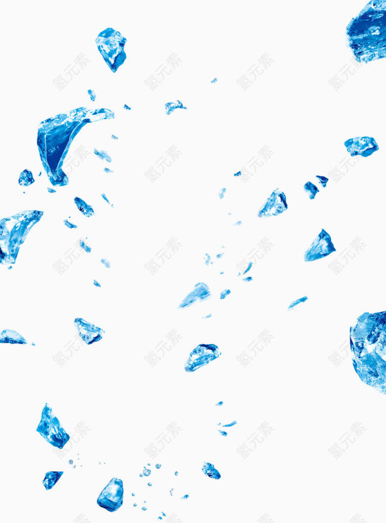 蓝色花瓣冰块漂浮