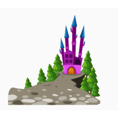 卡通手绘紫色城堡