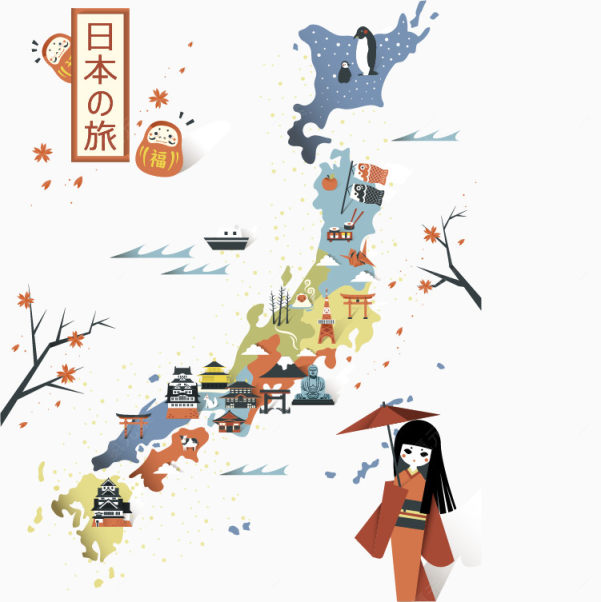 矢量日本岛屿旅游特色素材下载