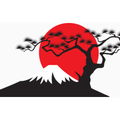 手绘极简日本富士山