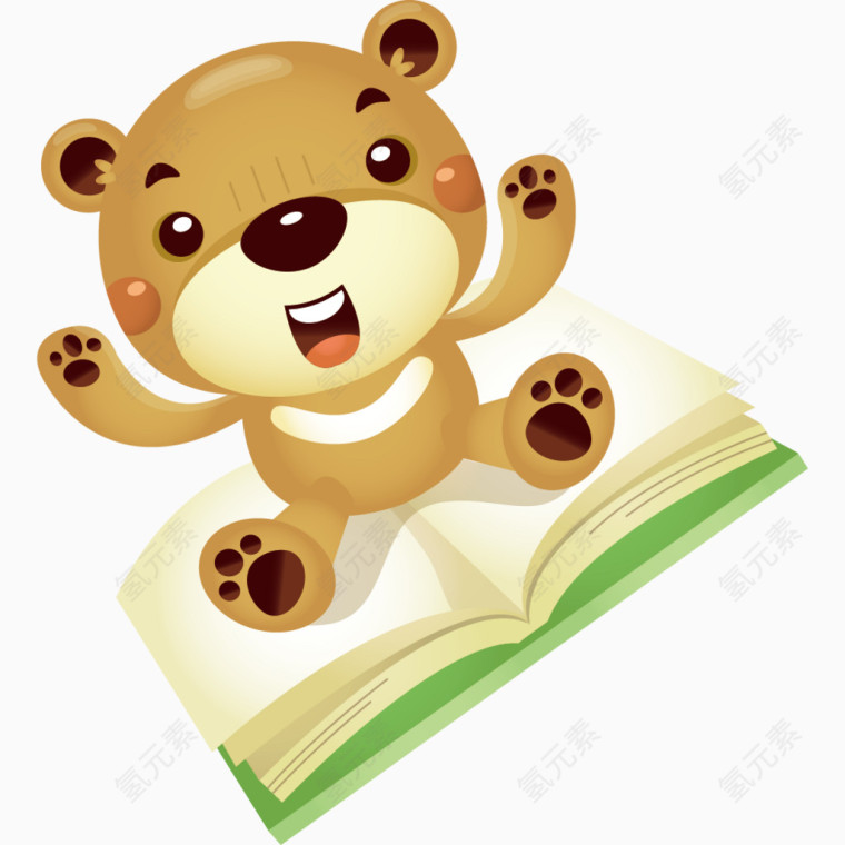 卡通坐在书上面的熊