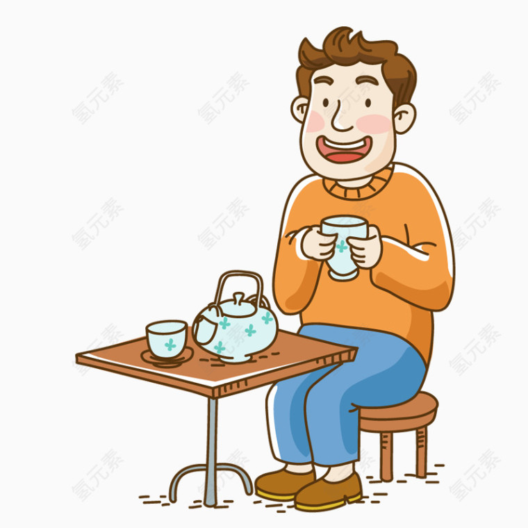 正在喝茶的男士