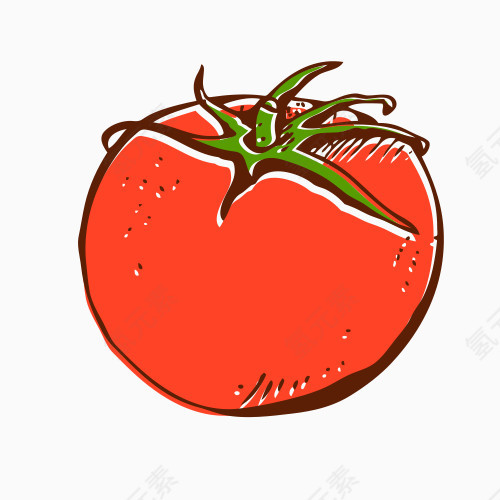 卡通手绘红色番茄