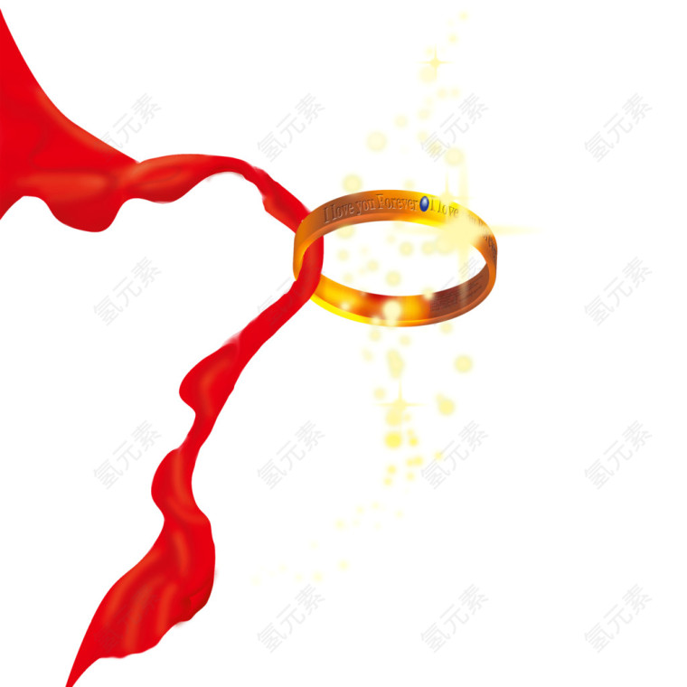 爱情 戒指 丝带 红色