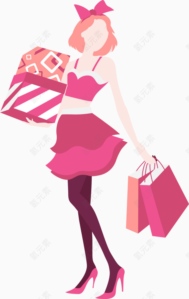 粉色购物女子图片