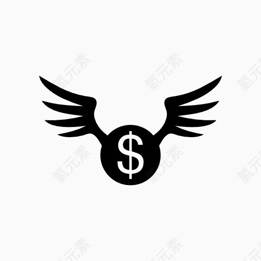 长翅膀的美元硬币图标