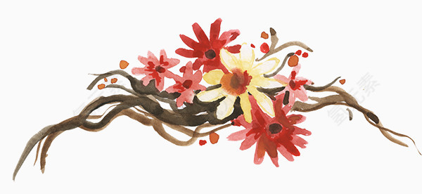 卡通手绘鲜花花卉装饰图案