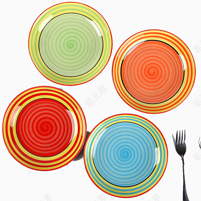 彩虹盘子陶瓷彩色西餐盘菜盘水果盘组合