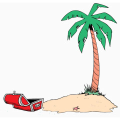 卡通手绘沙滩椰子树