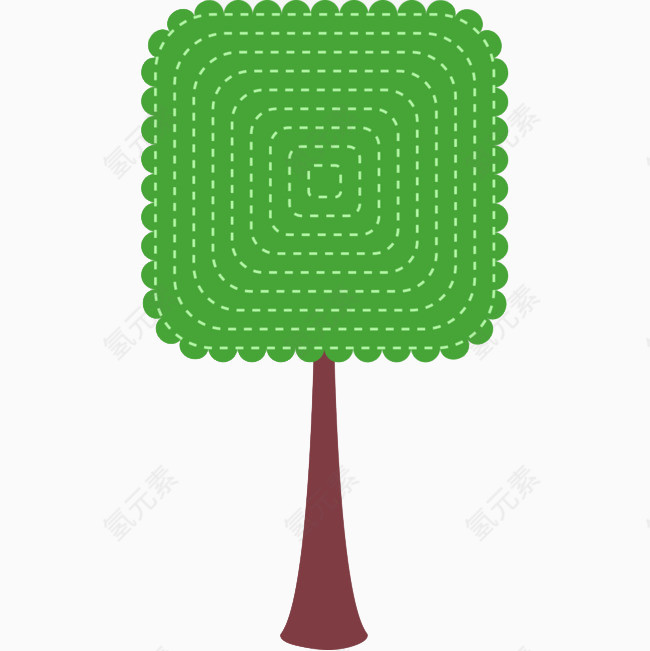 卡通绿色方树