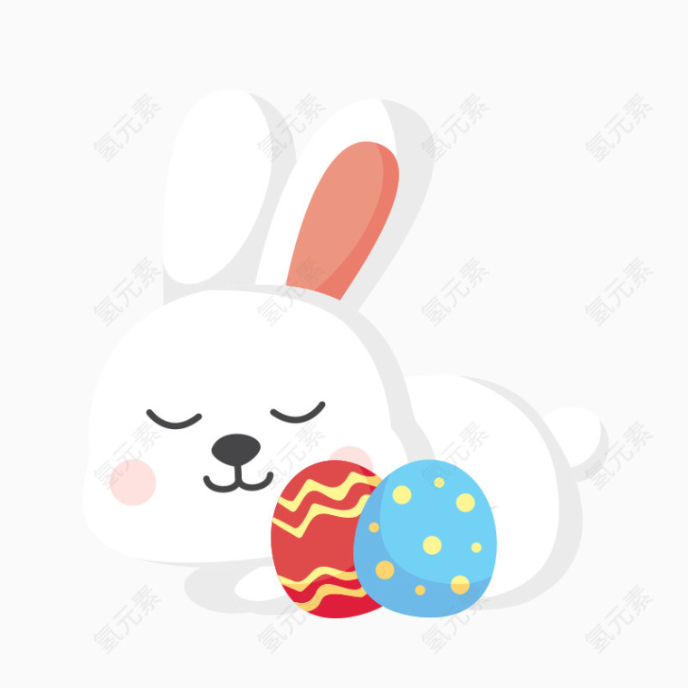 睡在彩蛋旁的小白兔