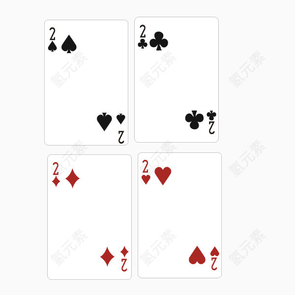 扑克牌 4花色 数字2
