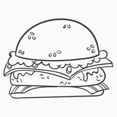 手绘风线条汉堡包