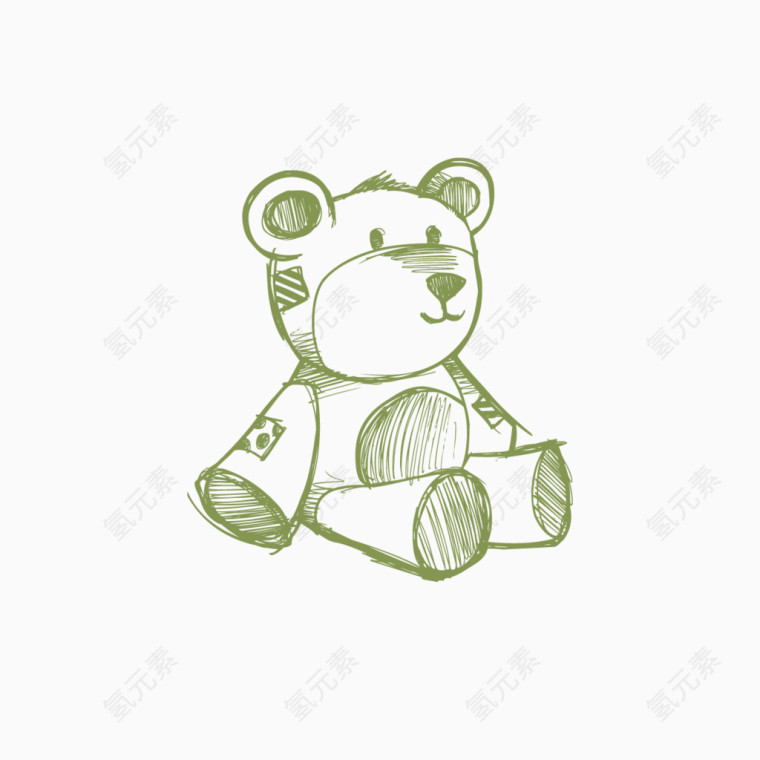 卡通手绘素描玩具熊