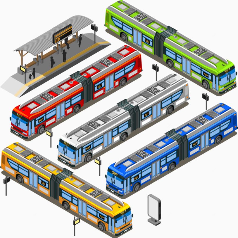 矢量公交汽车和站台下载