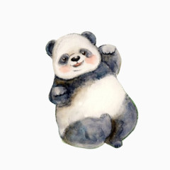 慵懒熊猫水墨画素材图片