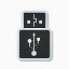 USB坚持超级单声道黑贴纸图标