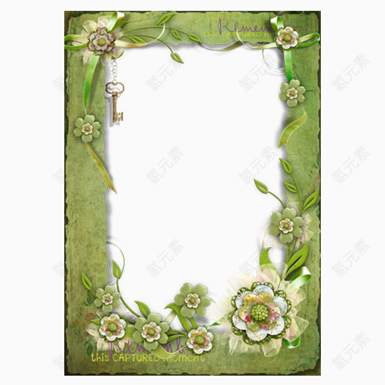 绿色花卉相框