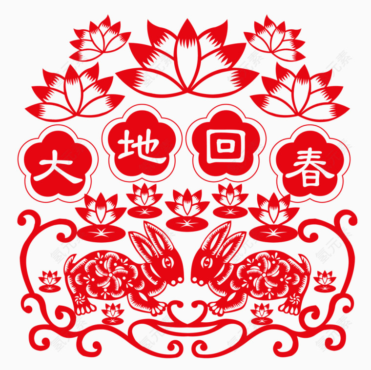 春节红色剪纸
