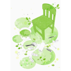 绿色小木椅