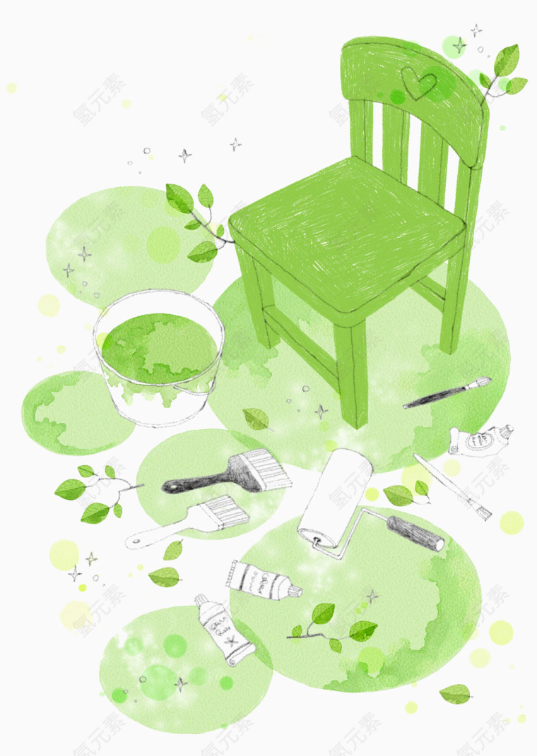 绿色小木椅