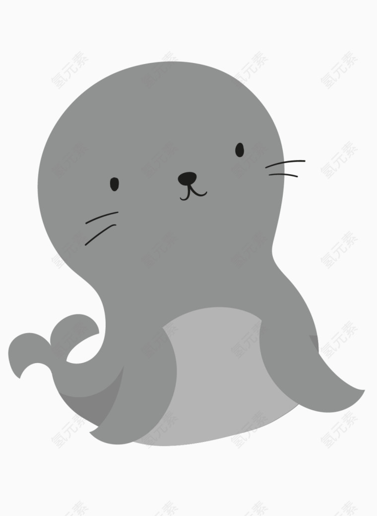 卡通手绘可爱的小海豹 