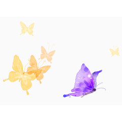 水墨手绘水彩飞舞的蝴蝶